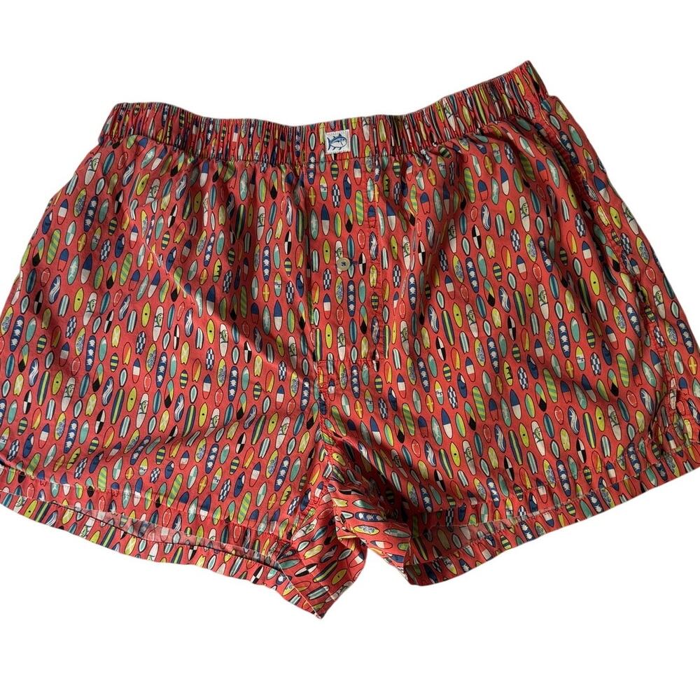 Southern Tide Surfboard Print Boxer Shorts Medium Pink 100% Cotton Beach Lounge